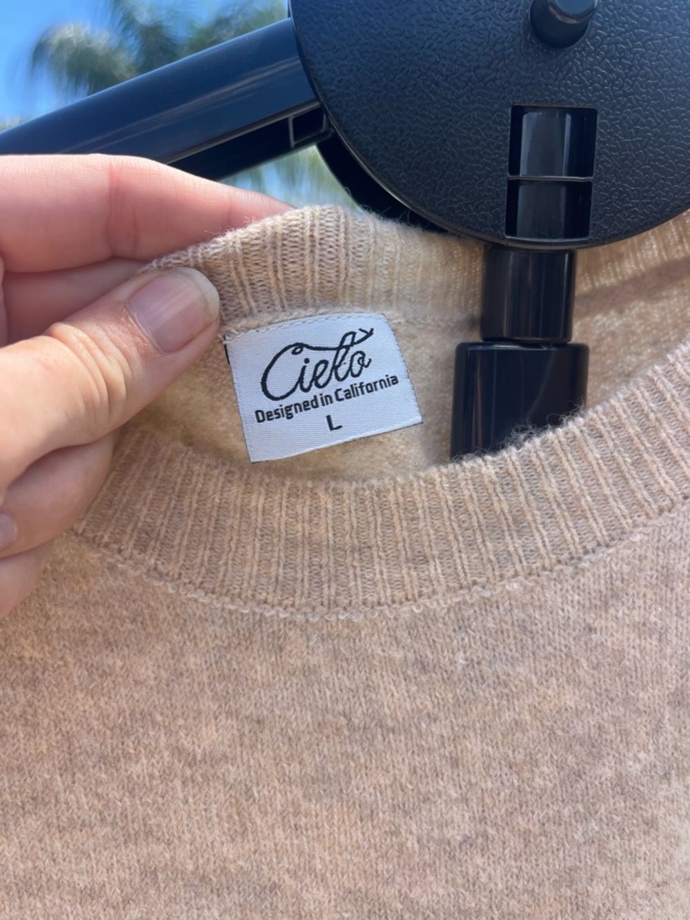 Cielo Beige Crewneck Short-Sleeve Sweater Size Large - Picture 5 of 5